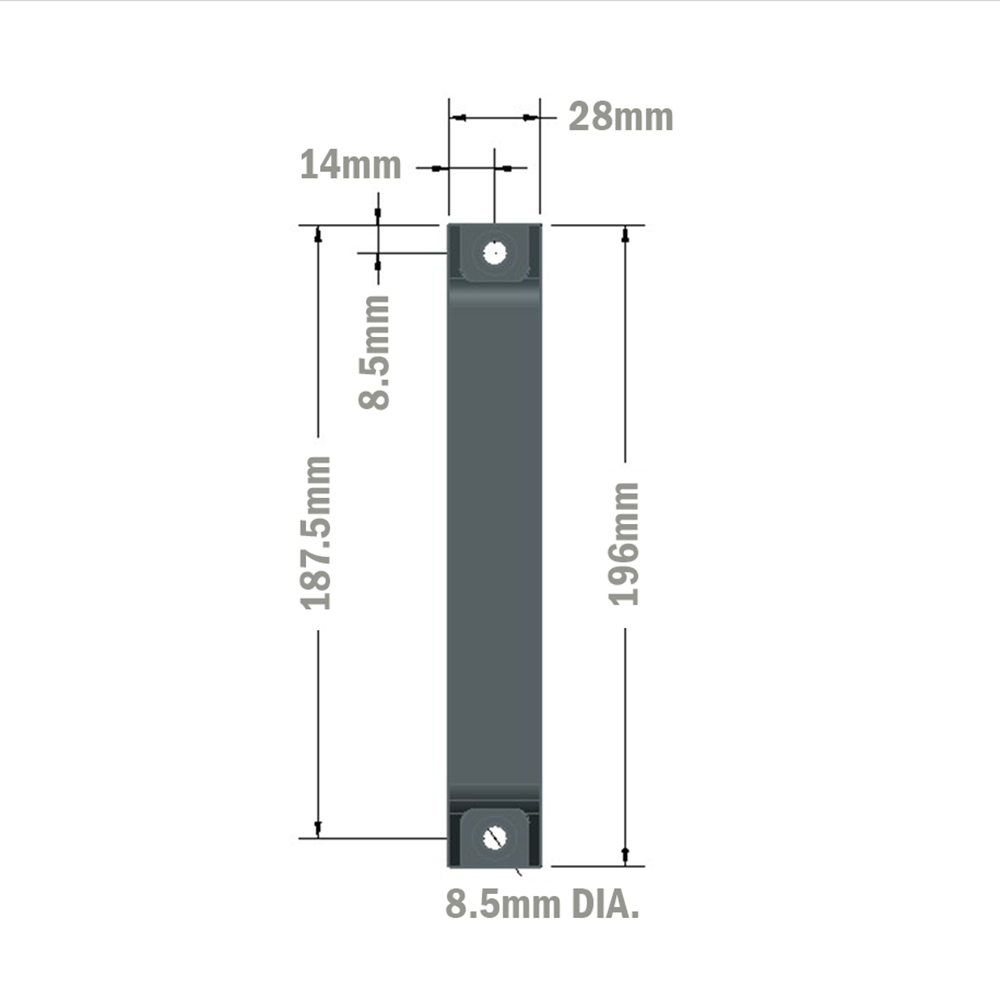 50-201-3 MODULAR SOLUTIONS HANDLE<BR>30 SERIES 180 PULL HANDLE BLACK W/HARDWARE